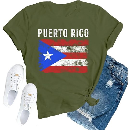 Women's Puerto Rico Flag T-Shirt — Olive