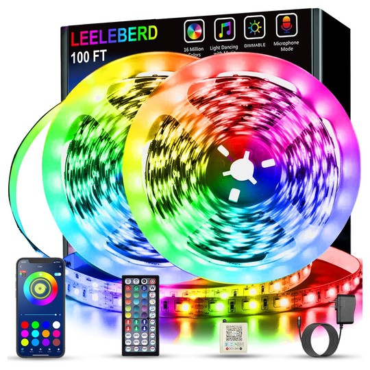 LED Strip Lights 100ft — Music Sync, App & Remote